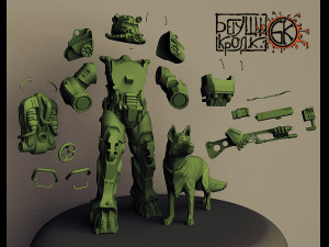 armor t-60 rifle dog from the game fallout Model Cetak 3D