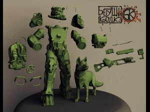 armor t-60 rifle dog from the game fallout 3D Print Model