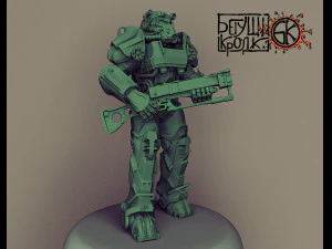 armadura t-60 do jogo fallout 4 rifle laser Modelo de Impressão 3D