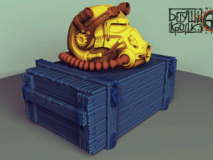 t-60 helmet on the cartridge box 3D Print Model
