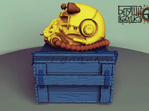 t-60 helmet on the cartridge box 3D Print Model