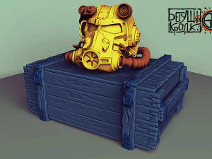 t-60 helmet on the cartridge box 3D Print Model