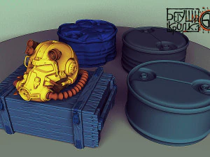 t-60 helmet on the cartridge box 3D Print Model