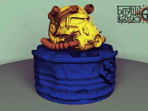 t-60 helmet on the cartridge box 3D Print Model