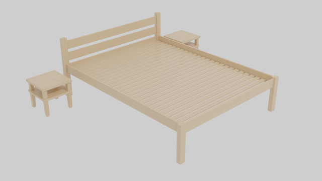 simple bed and night table 3D Модель .c4d .max .obj .3ds .fbx .stl .blend 
