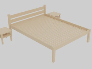 letto e comodino semplici Modello 3D