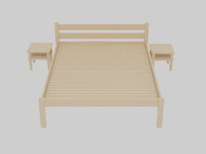 lit simple et table de nuit Modèle 3D