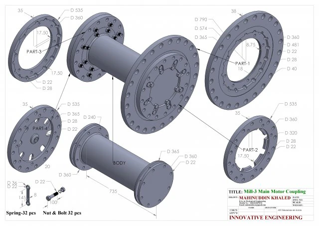 메인 모터 커플링 3D 모델 .c4d .max .obj .3ds .fbx .stl .blend 