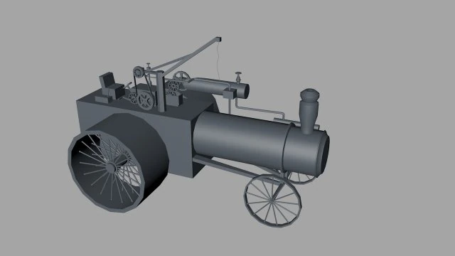 паровой трактор 3D Модель .c4d .max .obj .3ds .fbx .stl .blend 
