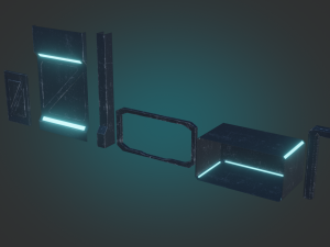 stylized space station room pbr game ready low-poly 3D Модель