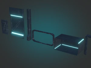 stylized space station room pbr game ready low-poly 3D Model