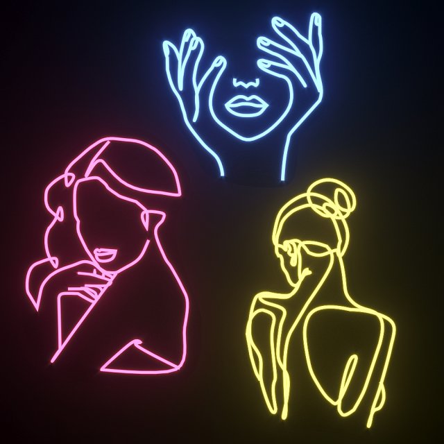 neon set 02 woman Modello 3D .c4d .max .obj .3ds .fbx .stl .blend 