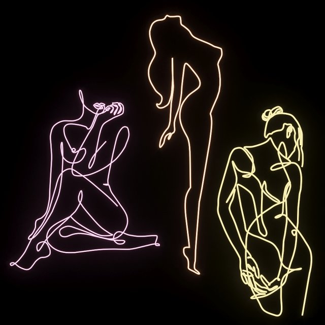 neon set 04 woman 3Dモデル .c4d .max .obj .3ds .fbx .stl .blend