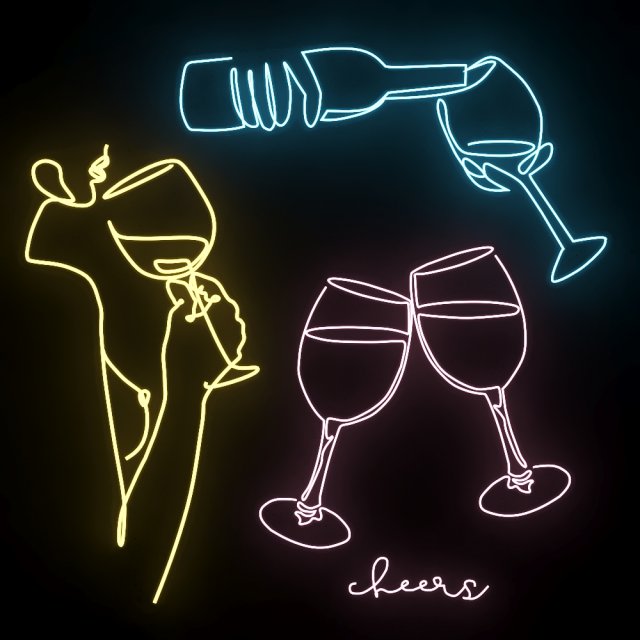 neon set 05 wine girl Modèle 3D .c4d .max .obj .3ds .fbx .stl .blend 