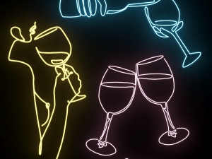 neon set 05 wine girl 3D मॉडल