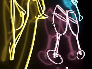neon set 05 wine girl 3D Model