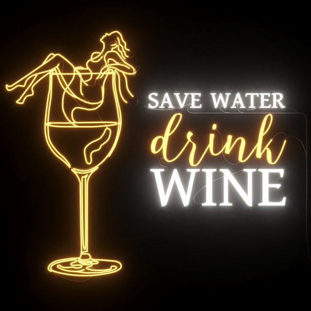 neon text 03 wine bar 3D Model .c4d .max .obj .3ds .fbx .stl .blend 
