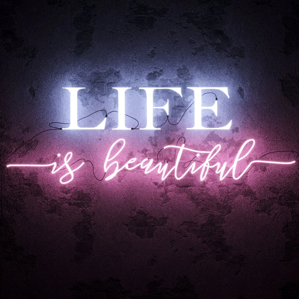neon text 01 life is beautiful 3D Model .c4d .max .obj .3ds .fbx .stl .blend 