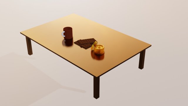 rectangular table with materials Modelo 3D .c4d .max .obj .3ds .fbx .stl .blend 