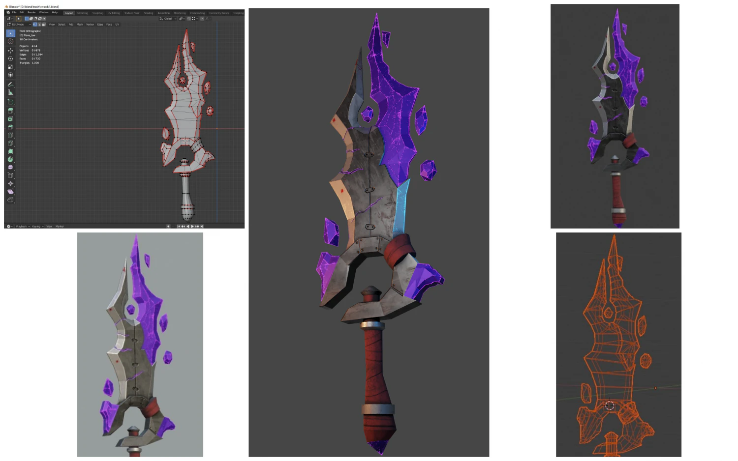 fantasy sword 3D Model .c4d .max .obj .3ds .fbx .stl .blend 