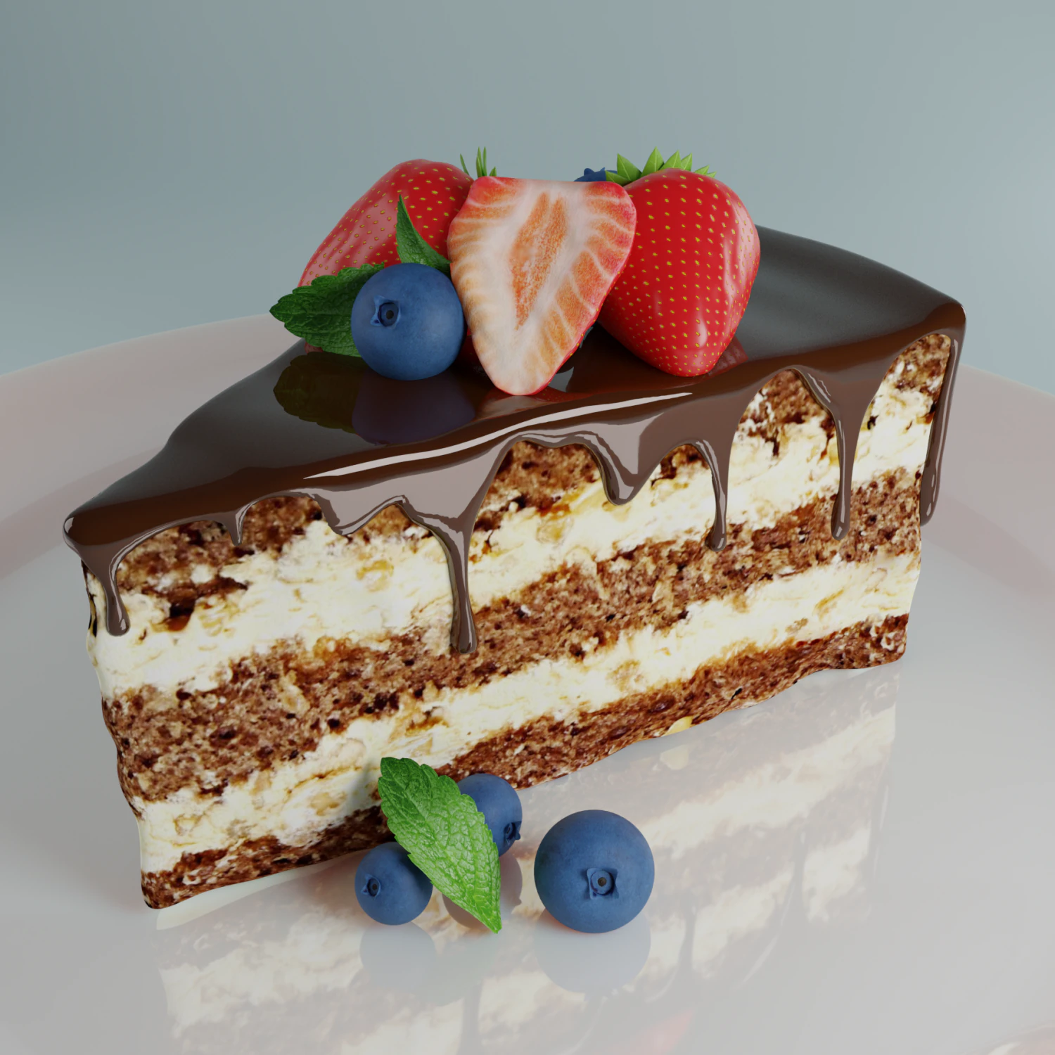 berries cake 3D Model .c4d .max .obj .3ds .fbx .stl .blend 