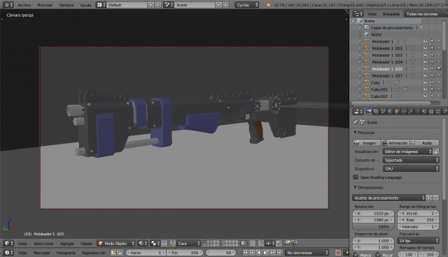 set of 3 revolver - shotand sniper rifle Modèle 3D .c4d .max .obj .3ds .fbx .stl .blend