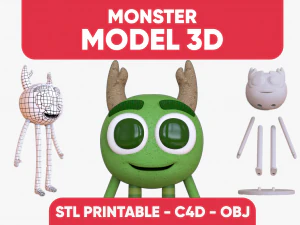 personaggio amichevole dei mostri - stampa stl 3d - cinema 4d - obj - Modello 3D