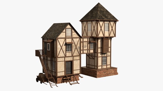 game ready medieval house Modello 3D .c4d .max .obj .3ds .fbx .stl .blend 