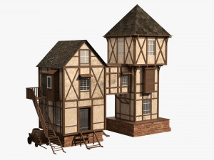 game ready medieval house Modelo 3D