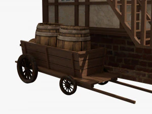 casa medieval pronta para jogo Modelo 3D