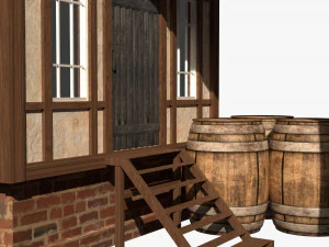 casa medieval pronta para jogo Modelo 3D
