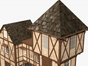 casa medieval pronta para jogo Modelo 3D
