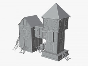 game ready medieval house Modello 3D