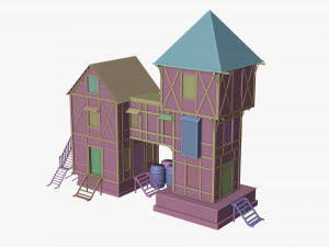 casa medieval pronta para jogo Modelo 3D