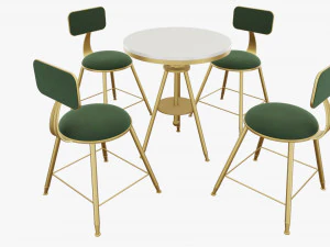 लिविंग रूम की मेज और कुर्सी 3D मॉडल