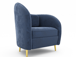 golden stainless leg contemporary armchair 3D Model