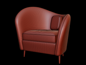 golden stainless leg contemporary armchair 3D Model