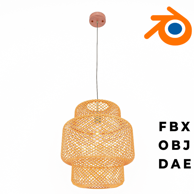 Nordic-simple-and-modern-rattan-chandelier 3D Model .c4d .max .obj .3ds .fbx .stl .blend 