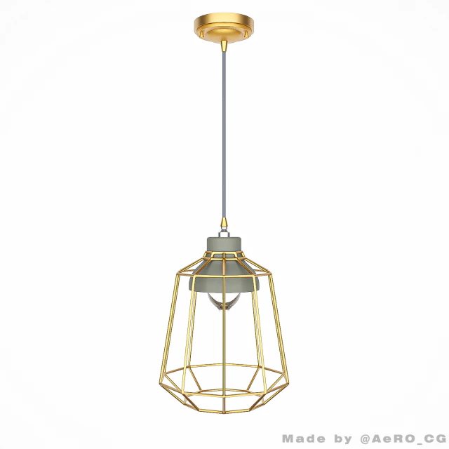 Culto-vivo-pedra-estúdio-gaiola-pingente-luz-ouro Modelo 3D .c4d .max .obj .3ds .fbx .stl .blend