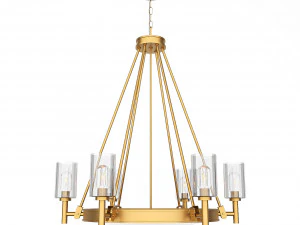 Collier-lustre-6-lumières-en-laiton-patrimoine-avec-verre-transparent Modèle 3D