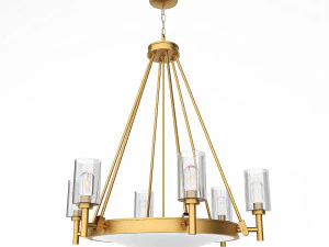 Collier-6-luz-lustre-em-heran&ccedil;a-lat&atilde;o-com-vidro transparente Modelo 3D