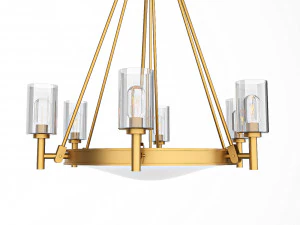 Collier-6-luz-lustre-em-heran&ccedil;a-lat&atilde;o-com-vidro transparente Modelo 3D