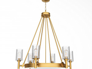 Collier-6-light-chandelier-in-heritage-brass-with-clear-glass Modèle 3D