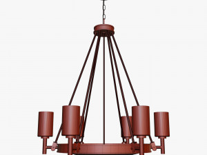 Collier-6-light-chandelier-in-heritage-brass-with-clear-glass Modèle 3D