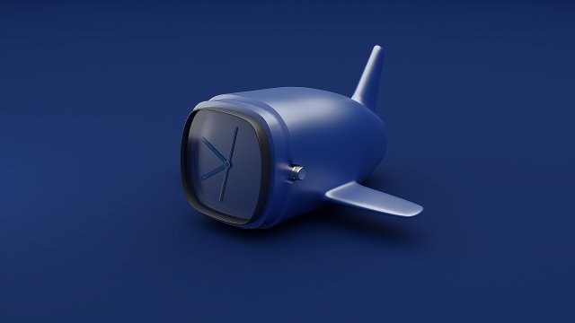 Clock resembling a blue plane and 3d print 3D Model .c4d .max .obj .3ds .fbx .stl .blend 