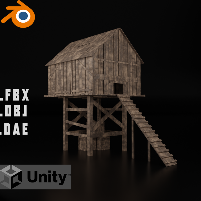 Medieval wooden chicken coop 3D मॉडल .c4d .max .obj .3ds .fbx .stl .blend 