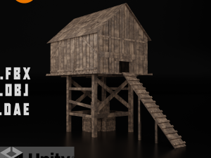 Medieval wooden chicken coop Modello 3D