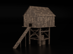 Medieval wooden chicken coop 3D मॉडल