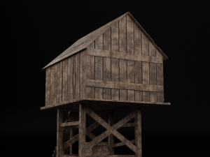 Medieval wooden chicken coop 3D मॉडल