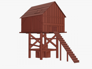Medieval wooden chicken coop 3D मॉडल